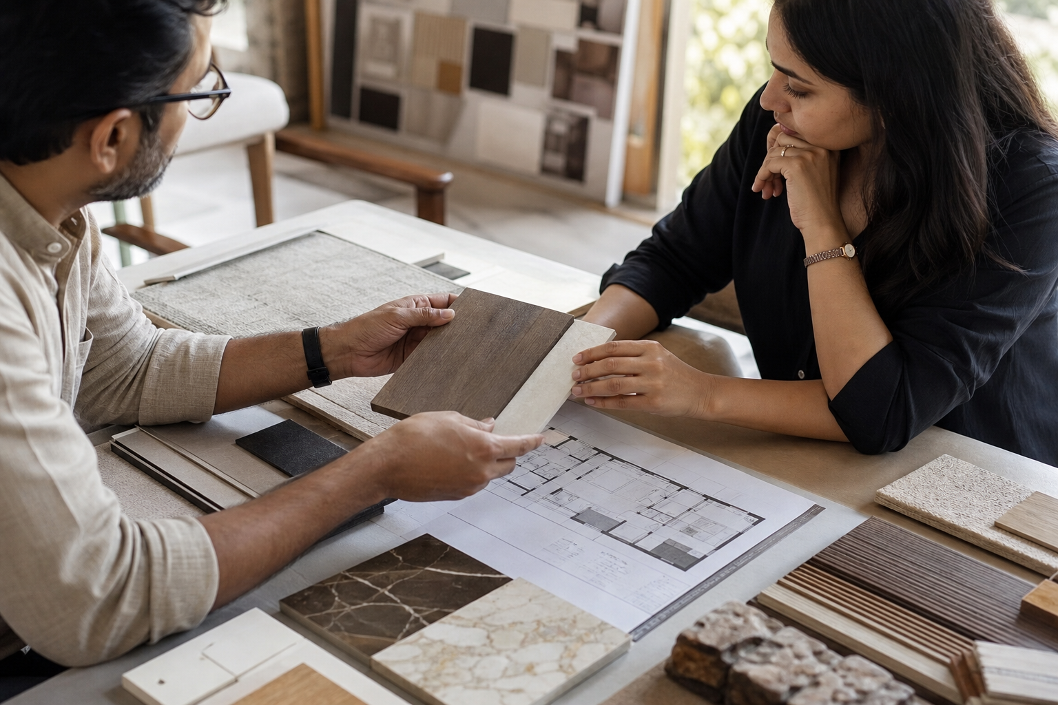 Concept image of a studio material consultation.